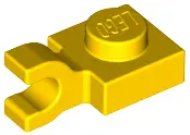 Yellow Plate, Modified 1 x 1 with U Clip (Horizontal Grip)