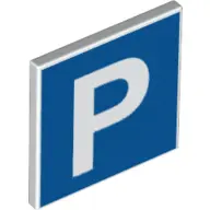White Road Sign 2 x 2 Square with Open O Clip with Parking Pattern