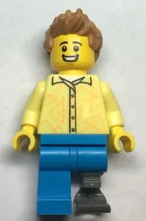 Grocery Store Customer - Male, Bright Light Yellow Shirt, Dark Azure Legs with Prosthetic Leg, Mediu
