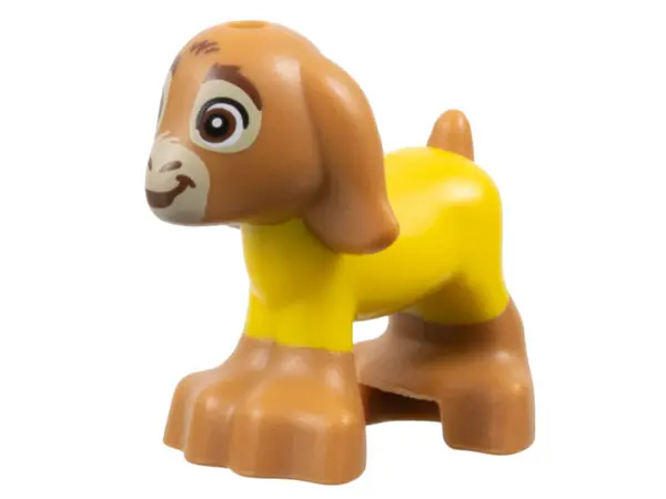 Medium Nougat Goat, Friends Style, Baby with Molded Yellow Sweater and Printed Reddish Brown Eyes, M