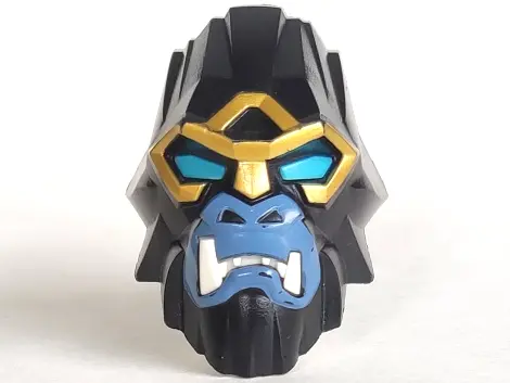 Black Large Figure Head Modified Chima Gorilla with Blue Eyes with Gold Outline Pattern