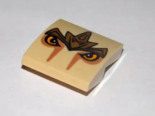 Tan Slope, Curved 2 x 2 x 2/3 with Lion Armor and Eyes Pattern