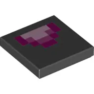 Black Tile 2 x 2 with Pixelated Bright Pink, Dark Pink and Magenta Tongue Pattern (Minecraft Dragon)