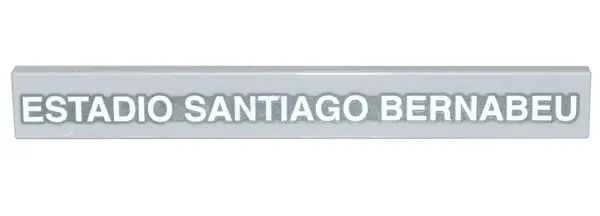 Light Bluish Gray Tile 1 x 8 with White and Silver 'ESTADIO SANTIAGO BERNABEU' Pattern