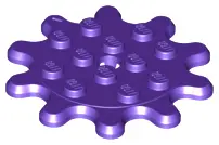 Dark Purple Plate, Round 4 x 4 Gear 10 Tooth