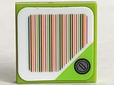 Lime Tile 2 x 2 with Super Mario Scanner Code Red Coin Block, Triangle Corner Pattern (Sticker) - Se