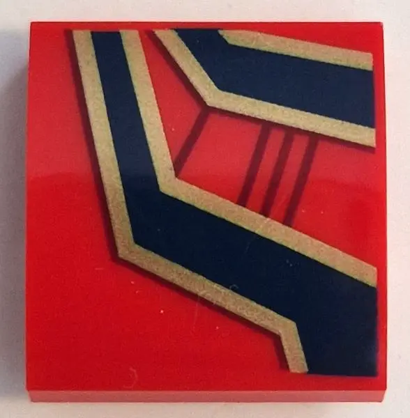 Red Slope, Curved 2 x 2 x 2/3 with Dark Blue and Gold Lines and Ornaments and Dark Red Spider Web Pa
