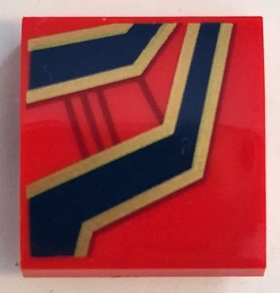 Red Slope, Curved 2 x 2 x 2/3 with Dark Blue and Gold Lines and Ornaments and Dark Red Spider Web Pa