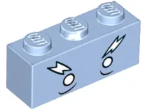 Bright Light Blue Brick 1 x 3 with Face White Eyes and Lightning Eyebrows Pattern (Ice King)