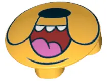 Bright Light Orange Plate, Round 2 x 2 with Rounded Bottom (Boat Stud) with Black Dog Nose, Jowls, D