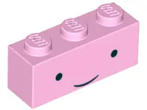 Bright Pink Brick 1 x 3 with Face Black Eyes, Thin Smile Pattern (Princess Bubblegum)