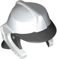 White Minifigure, Headgear Fire Helmet with Molded Black Visor and Neck Protection Pattern