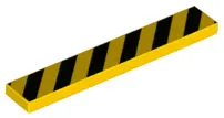 Yellow Tile 1 x 6 with Black Danger Stripes Pattern
