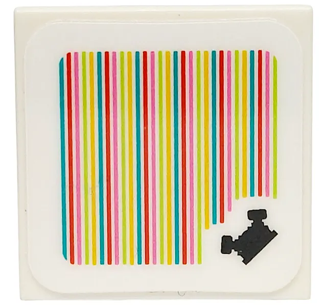 White Tile 2 x 2 with Super Mario Scanner Code Engine Pattern (Sticker) - Set 72035