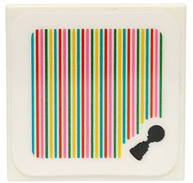 White Tile 2 x 2 with Super Mario Scanner Code Horn Pattern (Sticker) - Set 72035