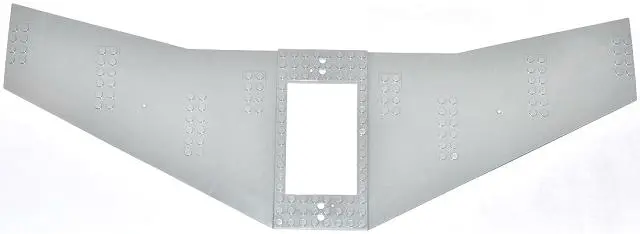 Light Bluish Gray Wing Plate 20 x 56 x 2/3 with 6 x 10 Cutout and 4 Holes