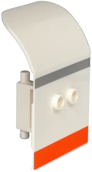 White Door 2 x 4 x 6 Curved Aircraft with Light Bluish Gray and Orange Stripes Pattern