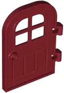 Red Door 1 x 4 x 6 Curved Top with Window with 4 Panes and Stud Handle, Reinforced Edge