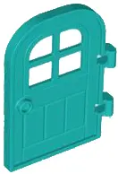 Turquoise Door 1 x 4 x 6 Curved Top with Window with 4 Panes and Stud Handle, Reinforced Edge
