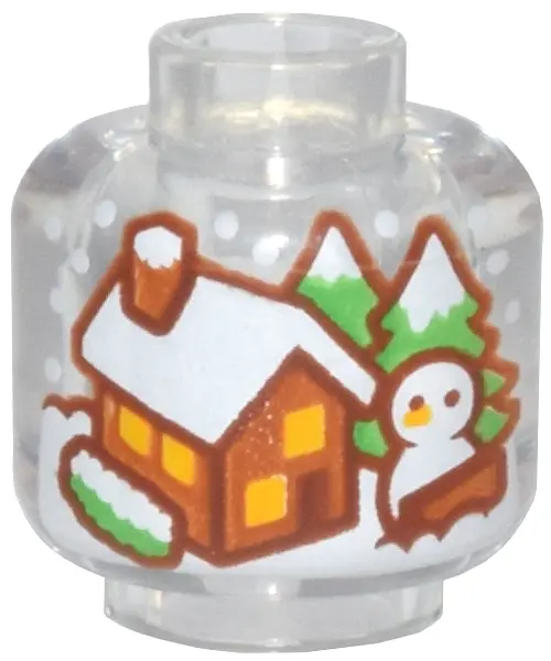 Minifigure, Head without Face with Snow Globe, Reddish Brown and Medium Nougat Cabin with Yellow Win