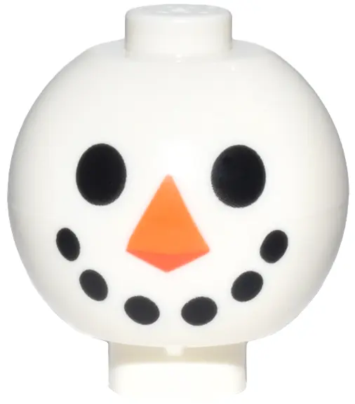 Brick, Round 2 x 2 Sphere with Stud / Robot Body with Snowman Face, Black Eyes and Mouth and Orange 