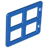 Blue Duplo Door / Window Pane 1 x 4 x 3 with 4 Same Size Panes Square Corners