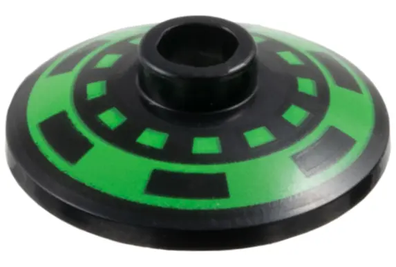 Black Dish 2 x 2 Inverted (Radar) with Bright Green Dotted Circle and Thick Outer Ring with Black Da
