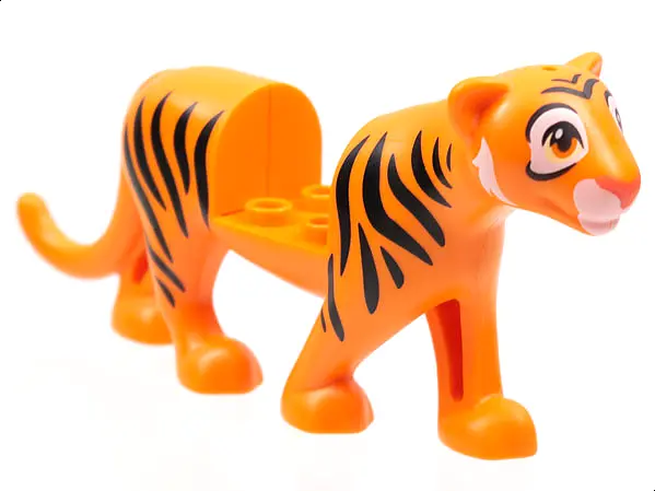 Orange Cat, Friends Style, Large with 2 x 2 Cutout (Tiger) with Black Stripes, Coral Nose, White Eye