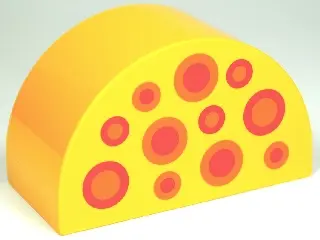 Bright Light Orange Duplo, Brick 2 x 4 x 2 Slope Curved Double with 11 Circles with Spots Pattern