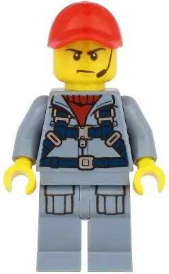 Ocean Submarine Pilot - Male, Harness, Sand Blue Legs with Pockets, Red Cap, Headset