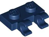 Dark Blue Plate, Modified 1 x 2 with 2 Open O Clips (Horizontal Grip)