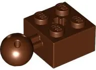 Brown Technic, Brick Modified 2 x 2 with Ball Joint and Axle Hole with 6 Holes in Ball