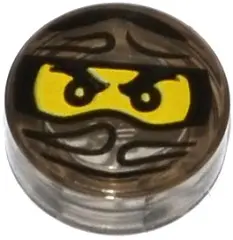 Trans-Brown Tile, Round 1 x 1 with Ninjago Trapped Cole Pattern