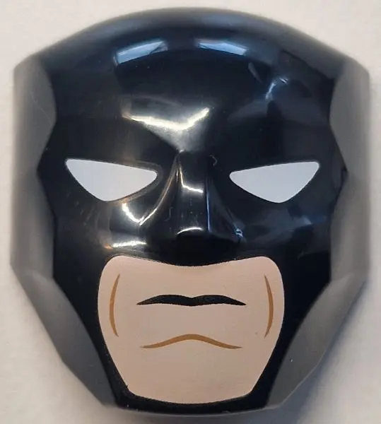 Black Large Figure Face with Brow and Nose Detail, 2 x 2 Round Brick Attachment with White Eyes and 
