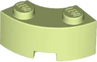 Yellowish Green Brick, Round Corner 2 x 2 Macaroni with Stud Notch and Reinforced Underside