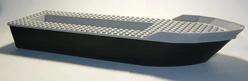Black Boat, Hull Unitary 41 x 12 x 5 with Light Bluish Gray Top