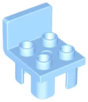 Bright Light Blue Duplo, Furniture Chair with 4 Studs and Squared Back