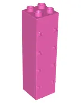 Dark Pink Duplo Wall 2 x 2 x 6 with Drawer Slots and 8 Hinges