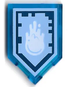 Trans-Dark Blue Tile, Modified 2 x 3 Pentagonal with Nexo Power Shield Pattern - Yeti Sneeze
