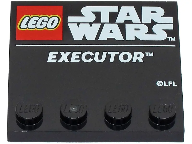 Black Tile, Modified 4 x 4 with Studs on Edge with LEGO Star Wars Logo and White 'EXECUTOR' Pattern