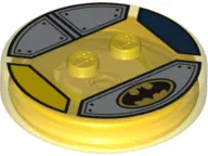 Trans-Yellow Dimensions Toy Tag 4 x 4 x 2/3 with 2 Studs and Trans-Orange Bottom with Batman Logo on