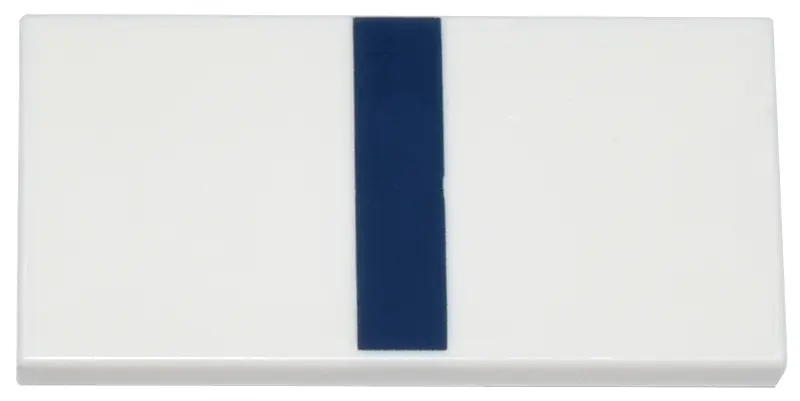 White Tile 2 x 4 with Dark Blue Stripe in Center Pattern