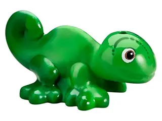 Bright Green Chameleon, Friends Style with Black, Reddish Brown and White Eyes and Marbled Green Pat