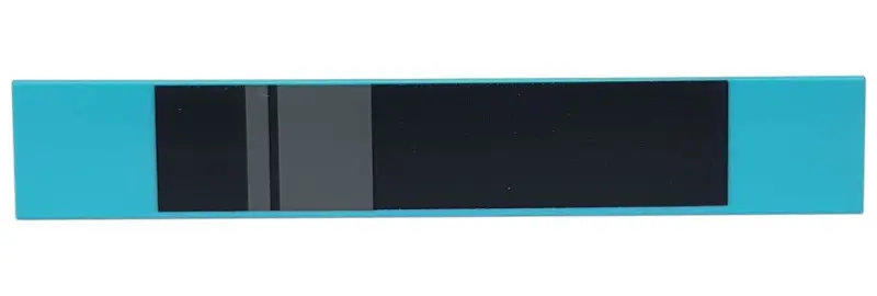 Medium Azure Tile 1 x 6 with Black Rectangle and Dark Bluish Gray Racing Stripes Pattern