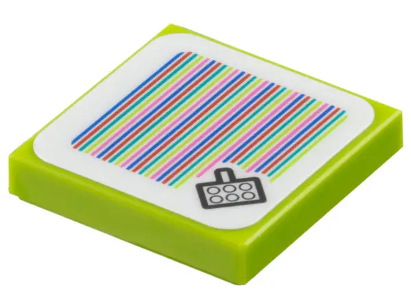 Lime Tile 2 x 2 with Super Mario Scanner Code Picnic Basket Pattern (Sticker) - Set 71422