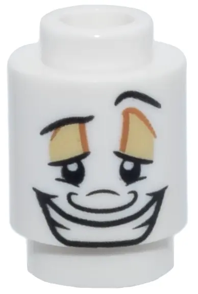 White Brick, Round 1 x 1 with Black Thin Eyebrows, Left Raised, Upper and Lower Eyelids, Tan Eye Sha