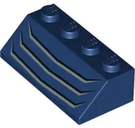 Dark Blue Slope 45 2 x 4 with Three Black and Silver Angled Lines Pattern
