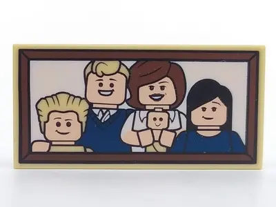 Tan Tile 2 x 4 with Parr Family Photo Pattern