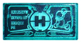 Trans-Light Blue Tile 1 x 2 with Black Hero Factory Logo and Data Pattern