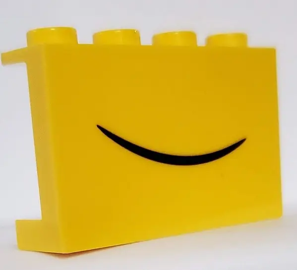 Yellow Panel 1 x 4 x 2 with Side Supports - Hollow Studs with Black Smile Pattern